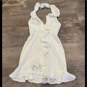 Saints + Secrets Mini Dress White Ruffle Halter Sz XS